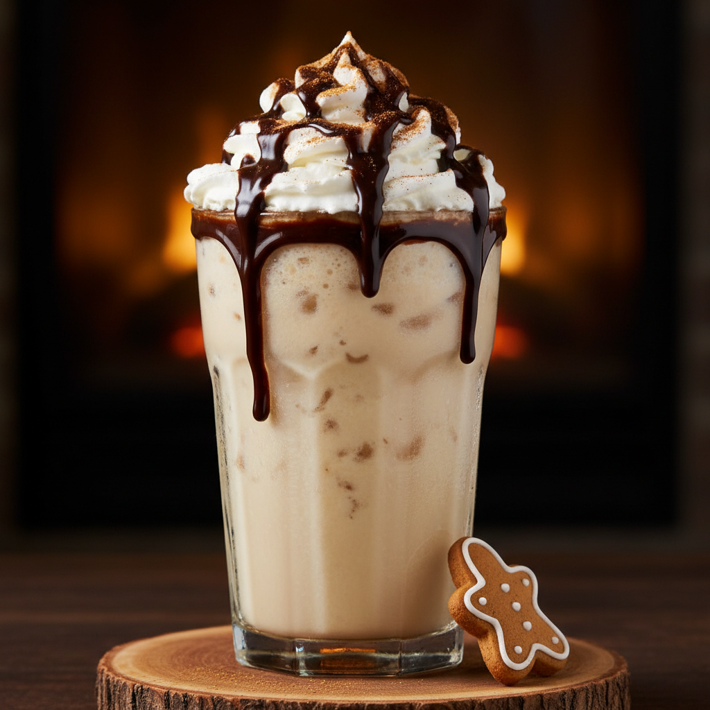 Festive Eggnog Mudslide cocktail with whipped cream and cinnamon