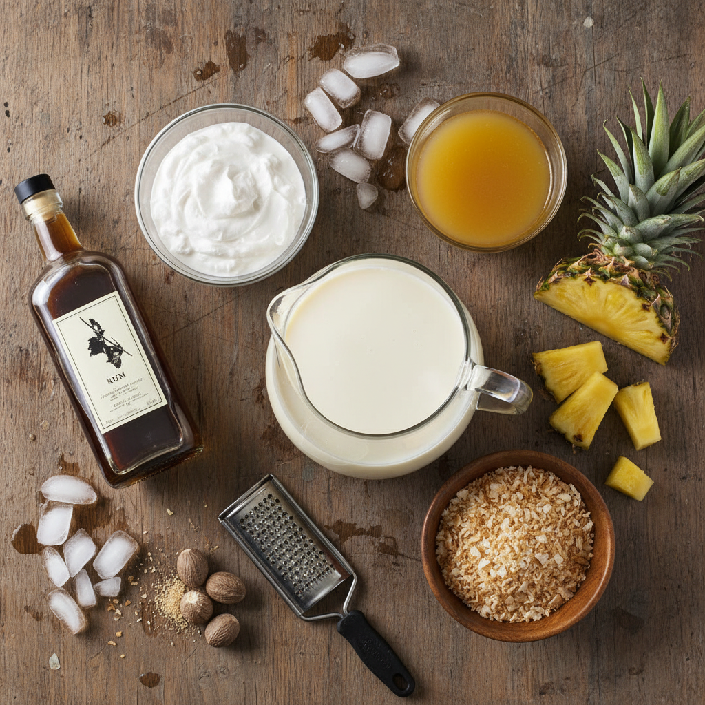 Ingredients for Eggnog Piña Colada