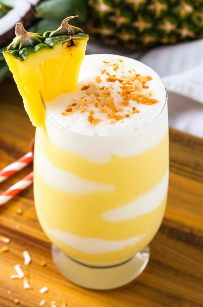 Eggnog Piña Colada tropical holiday drink