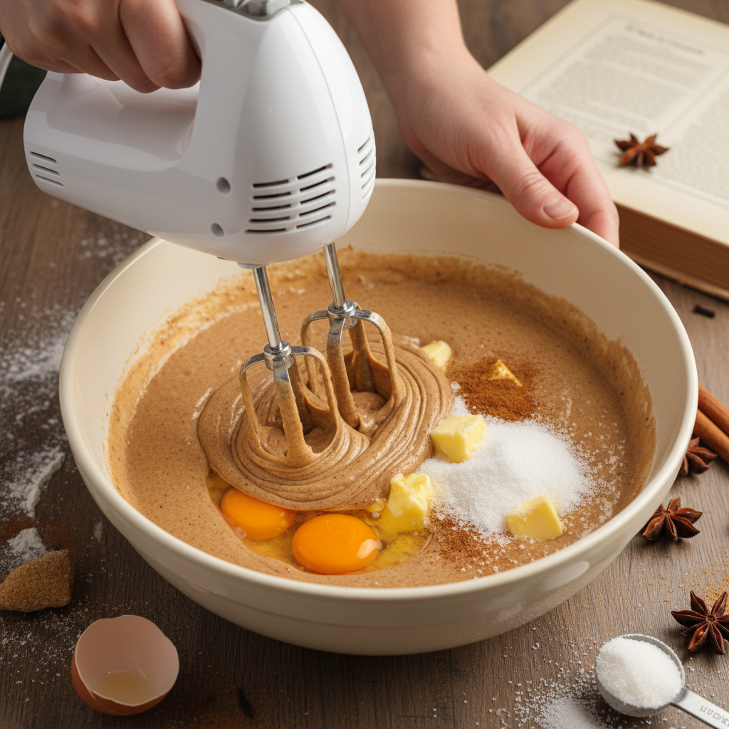 Baked and crumbled spice cake pieces