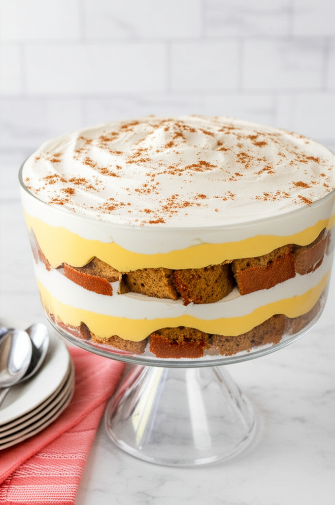 Eggnog Trifle with Layered Spice Cake