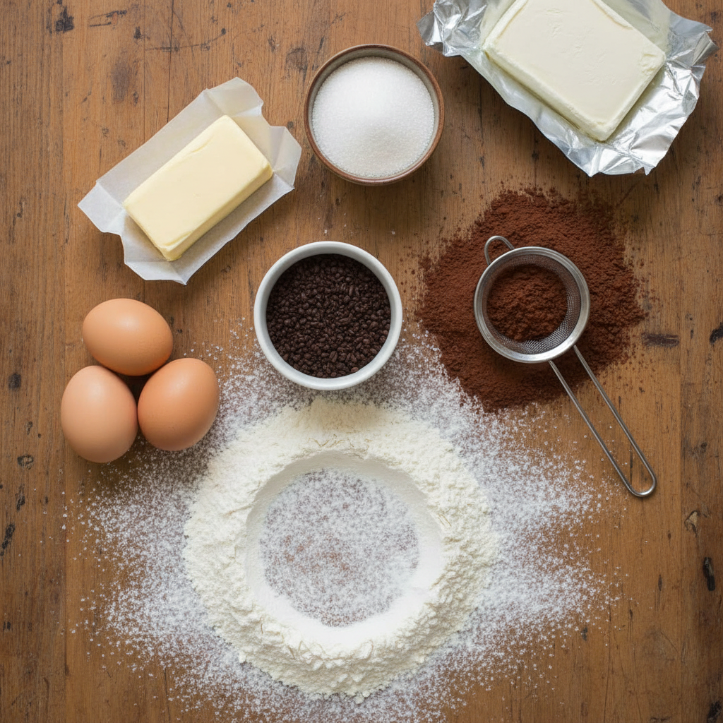 Bowls and utensils for baking espresso brownies