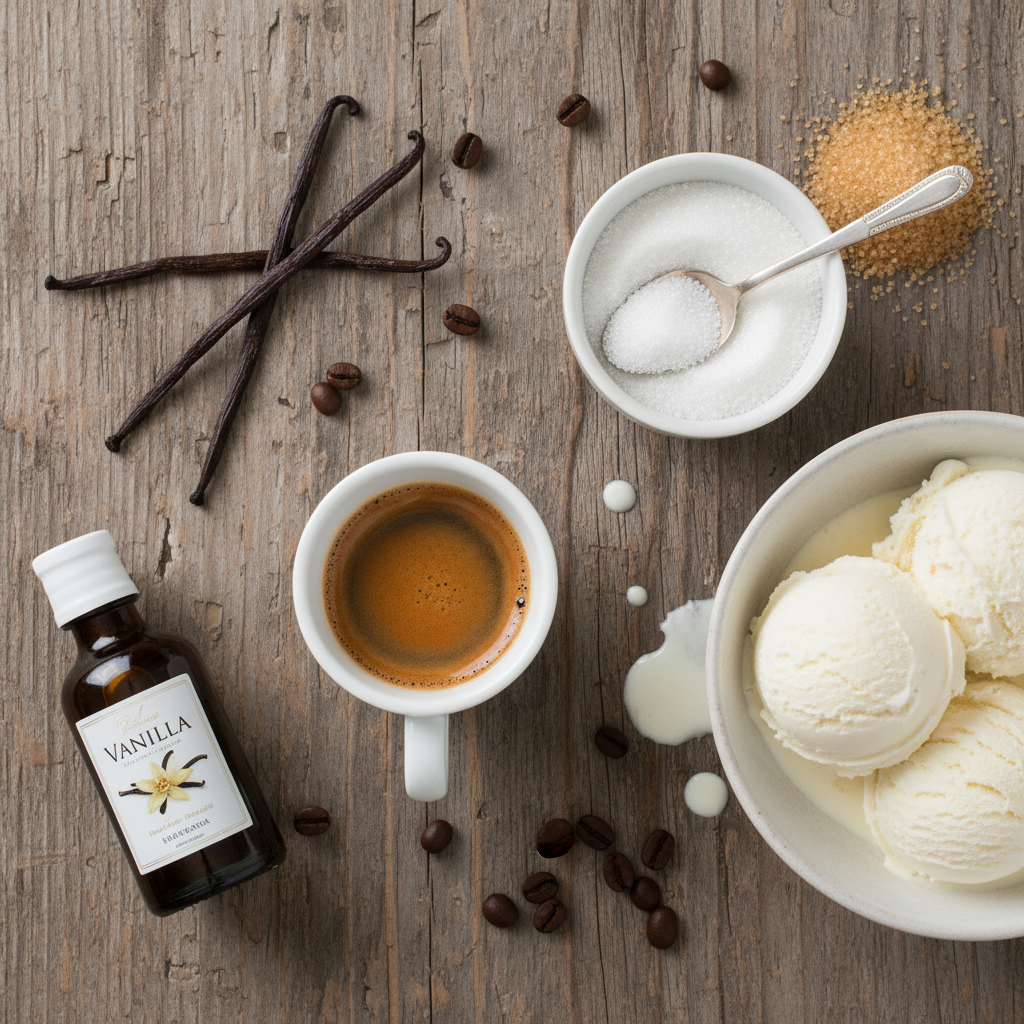Ingredients for Espresso Granita with Vanilla Ice Cream