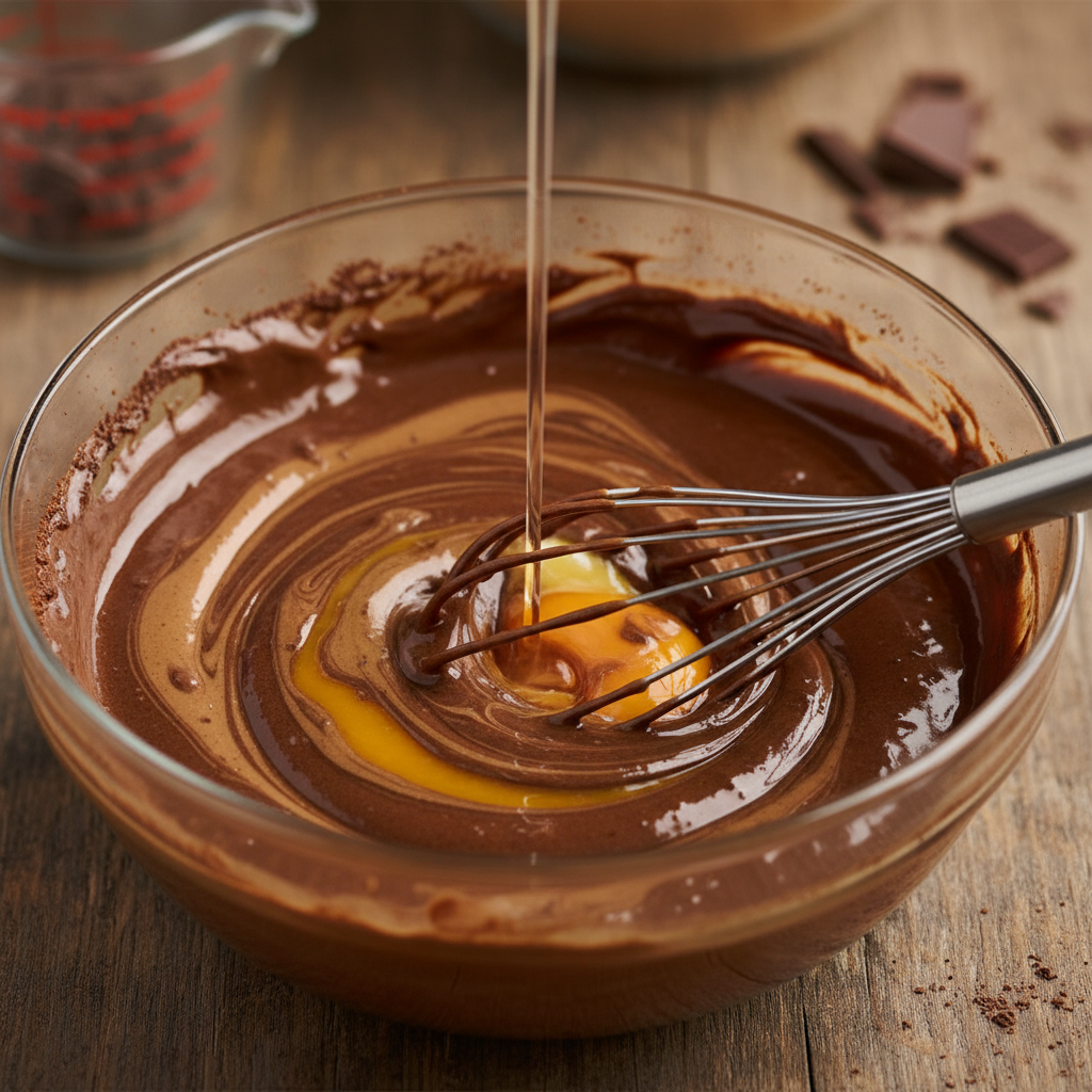 Mixing filling ingredients for Espresso Martini Tart