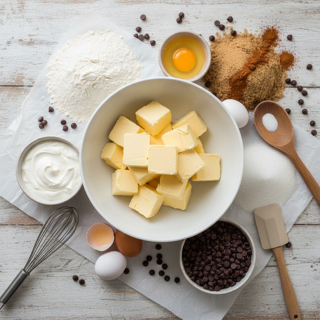 Ingredients for Coffee Cake laid out on countertop