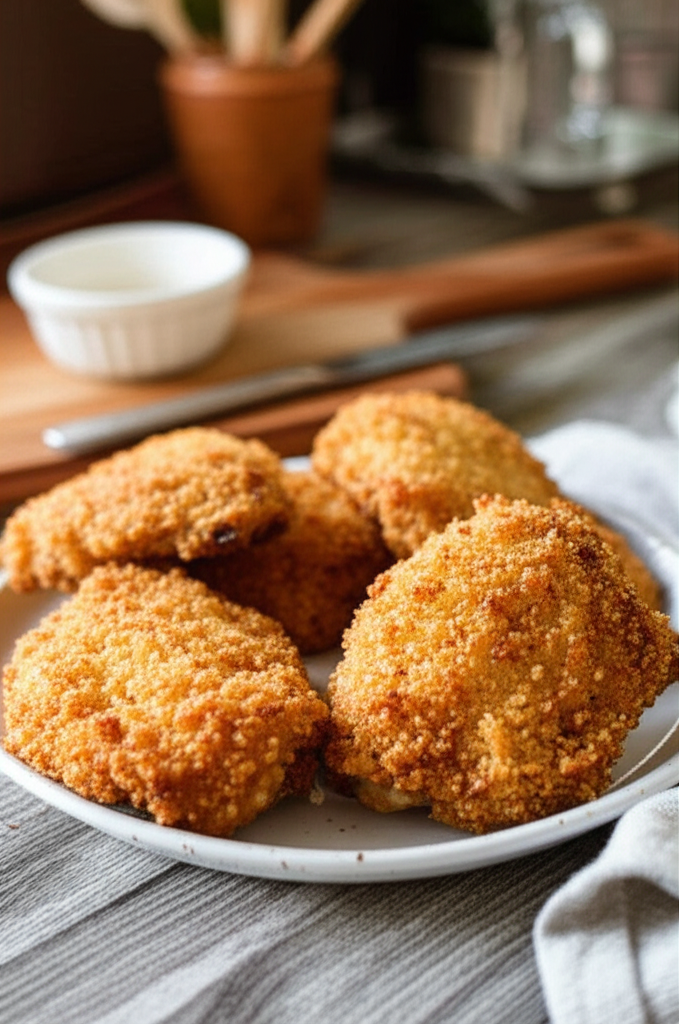 Irish oven-fried chicken thighs crispy golden