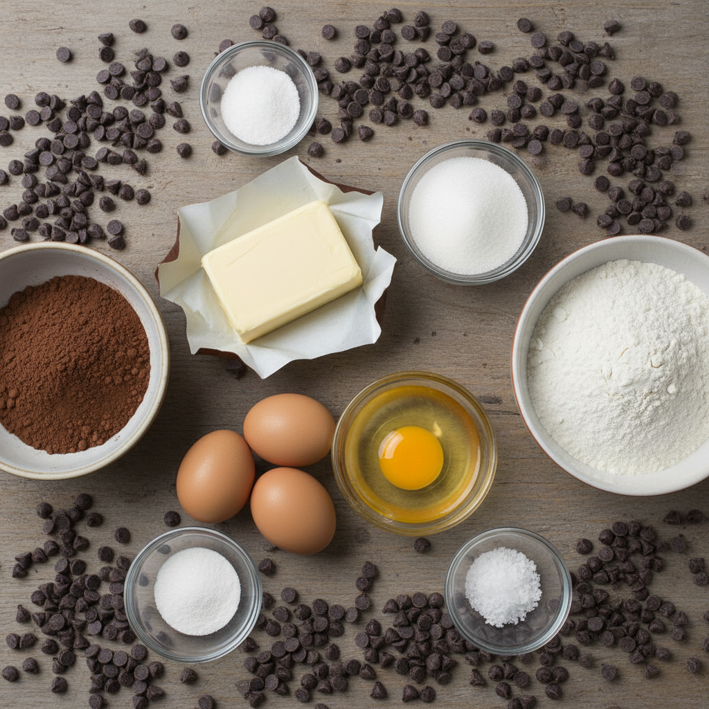 Ingredients for brownie and cookie layers