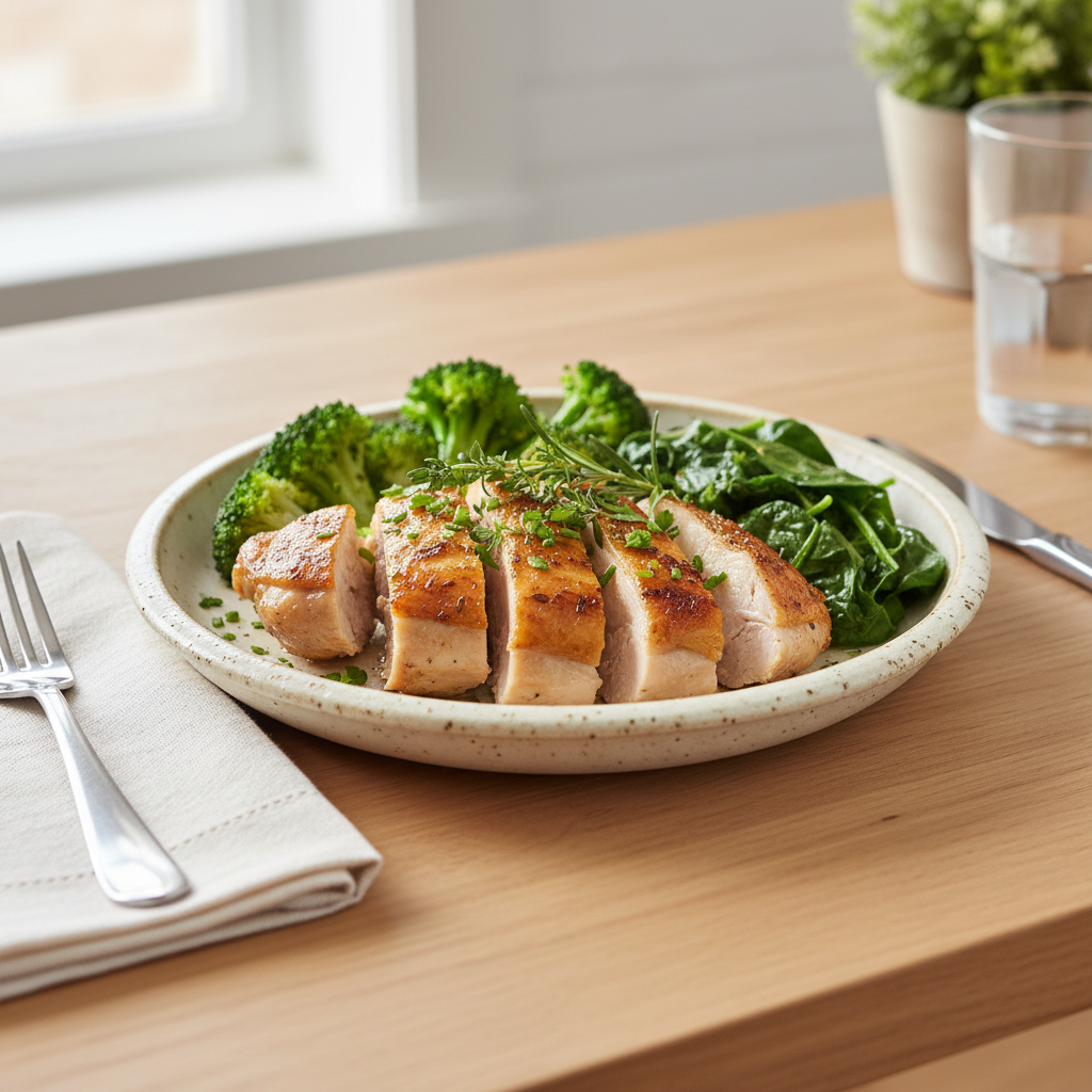 Cooking garlic chicken in skillet