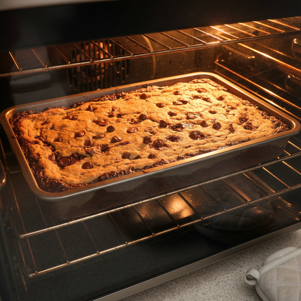Chocolate chip cookie brownies ready to eat