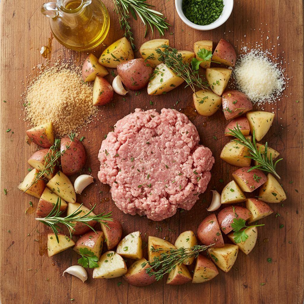Ingredients for Garlic Parmesan Chicken Meatloaves