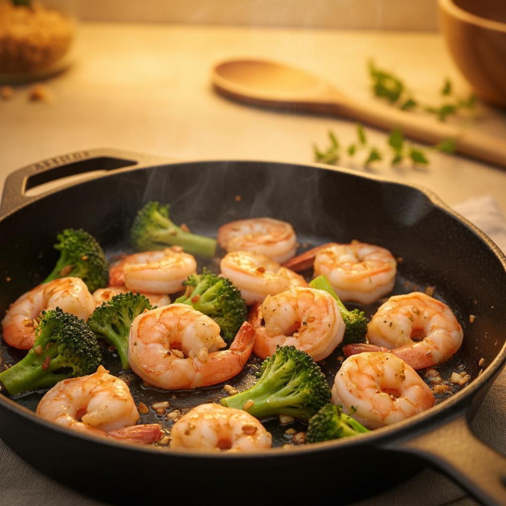 Garlic Shrimp and Broccoli Dish