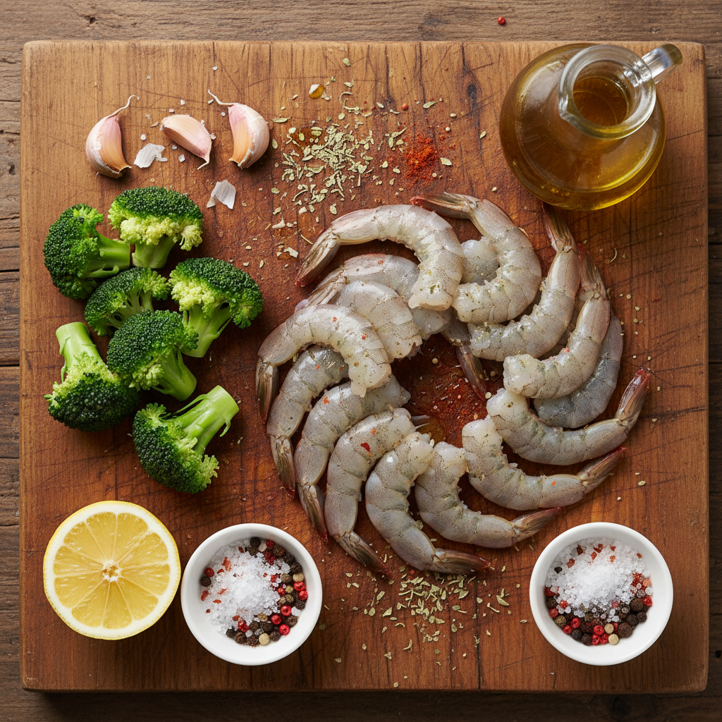 Ingredients for Garlic Shrimp and Broccoli