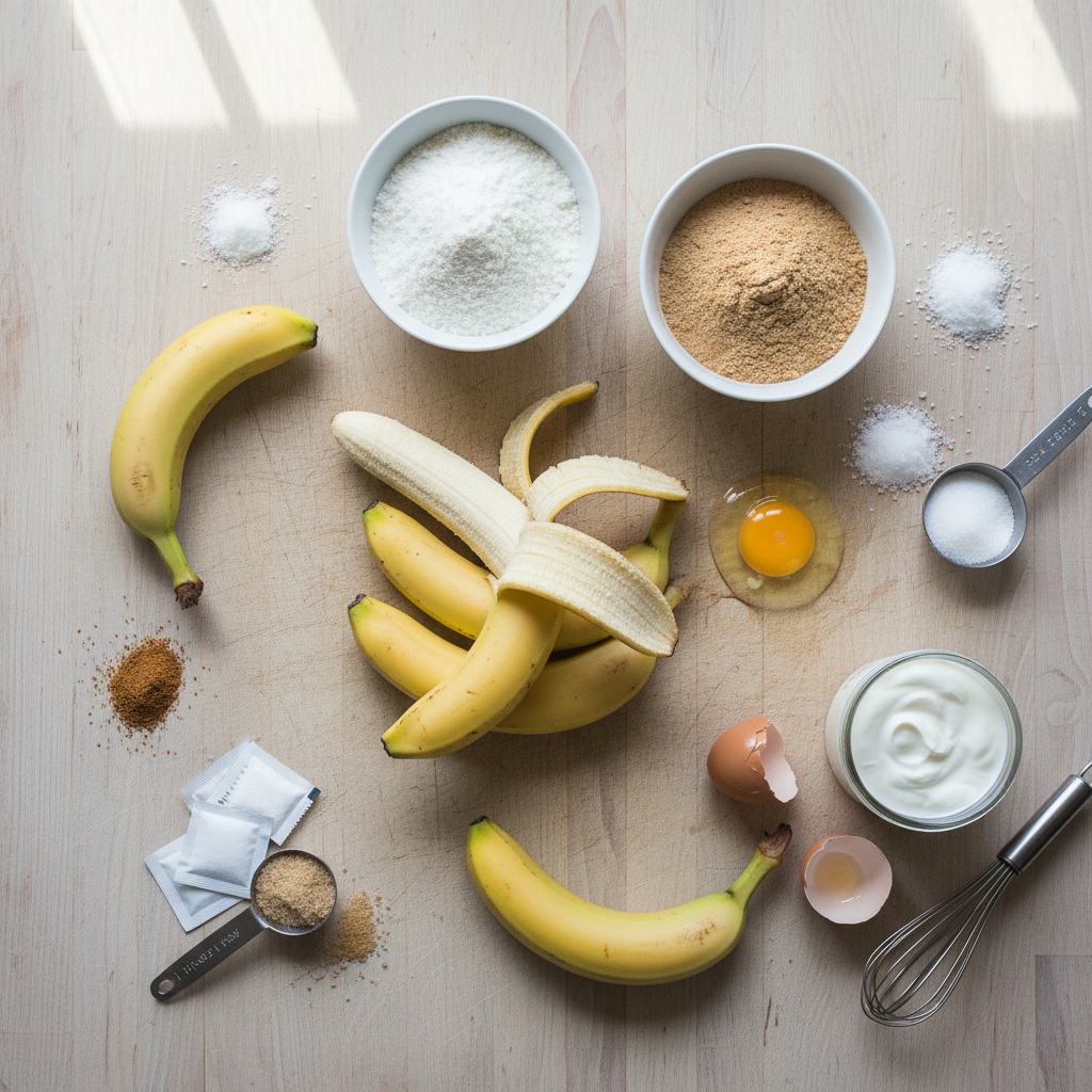 Ingredients for gluten-free banana bread