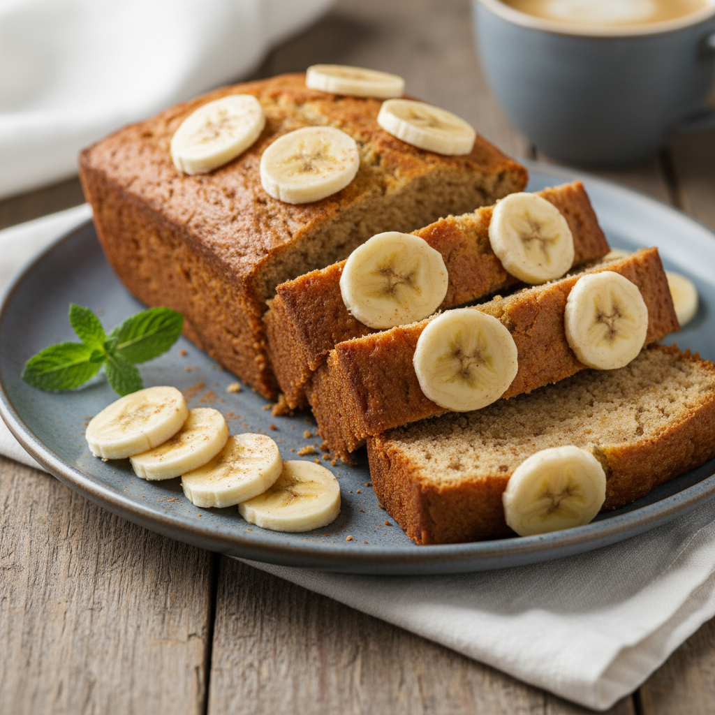 Gluten-free banana bread slice and tips