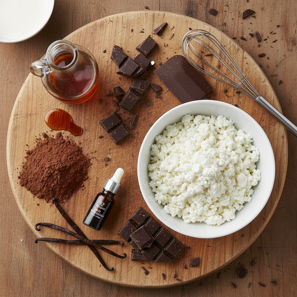 Ingredients for Cottage Cheese Dark Chocolate Mousse