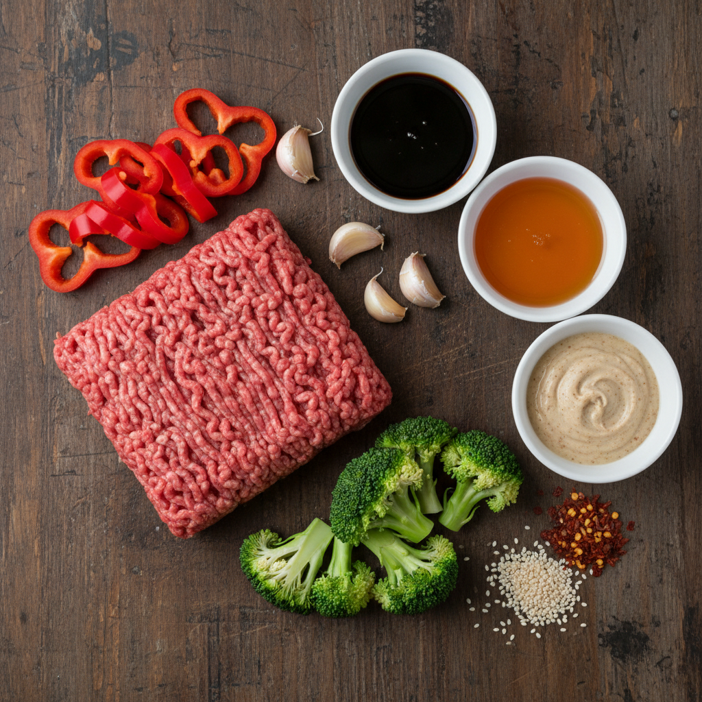 Ingredients for Keto Beef and Broccoli