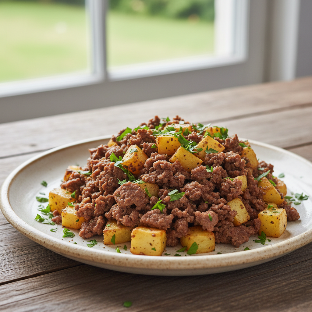 Finished dish served with garnish