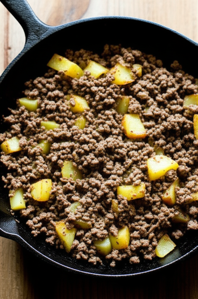 Ground Beef and Potatoes plated meal