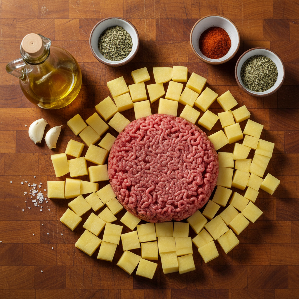 Ingredients for Ground Beef and Potatoes recipe