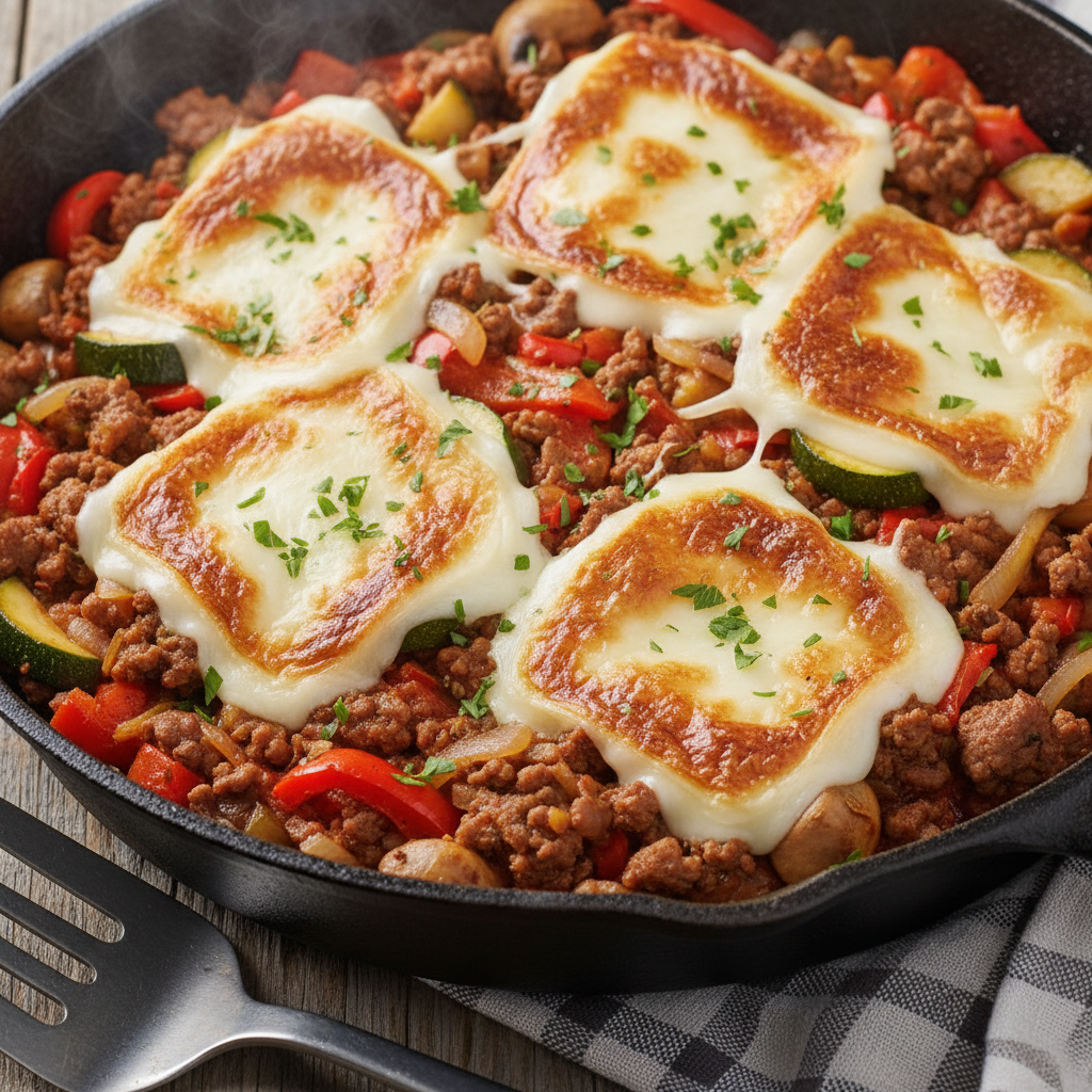 Ground Beef Philly Cheesesteaks sandwich on a hoagie roll