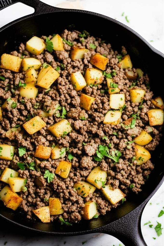 Delicious ground beef with potatoes dish