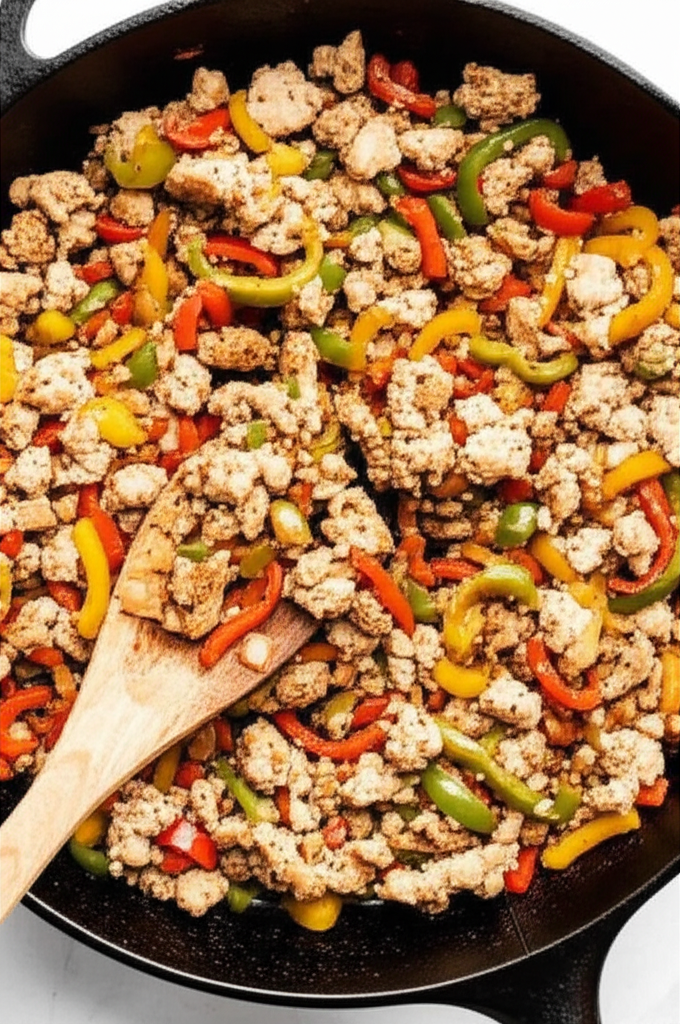 Ground Turkey with Peppers dish presentation