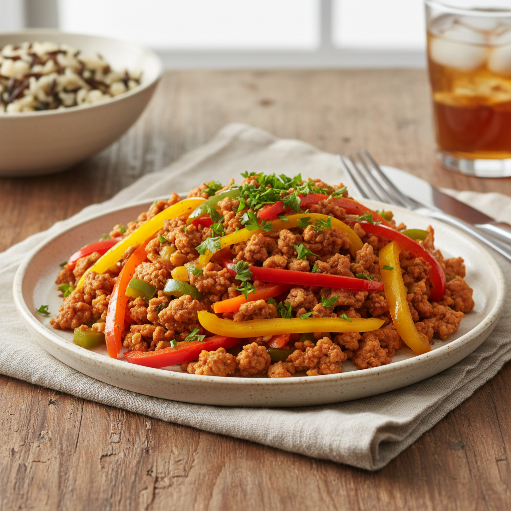 Serving Ground Turkey with Peppers in various ways