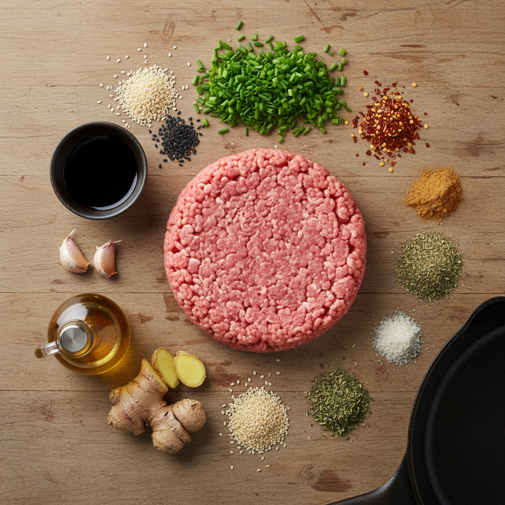 Ingredients for Korean style ground turkey recipe