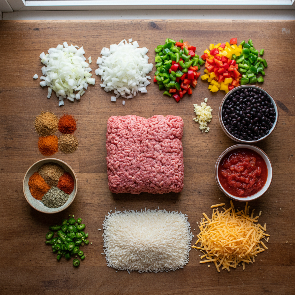 Ground Turkey Taco Casserole Ingredients Spread