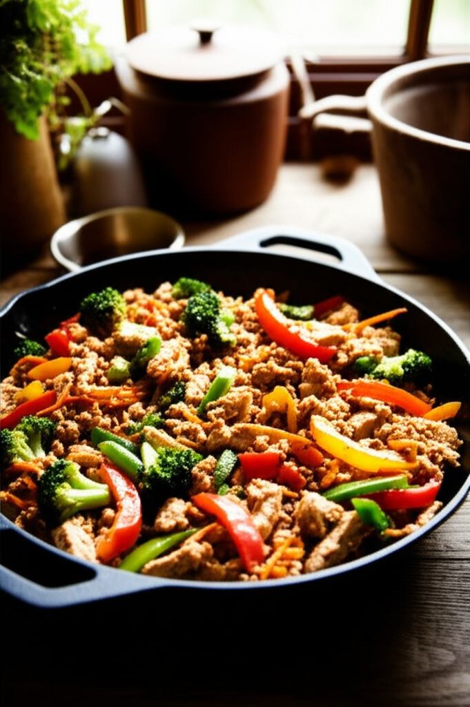 Ground Turkey Teriyaki Stir Fry served in a bowl