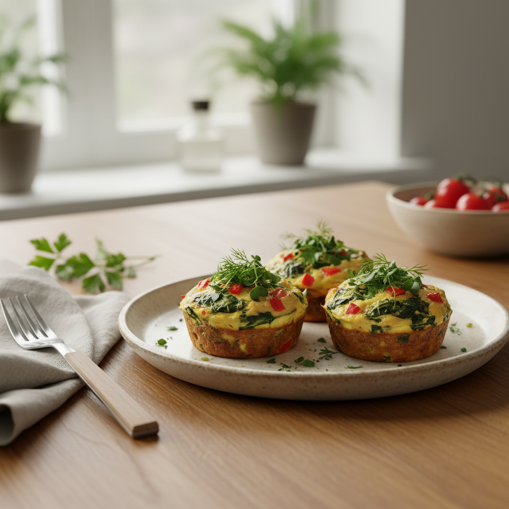 Served spinach egg muffins with sides