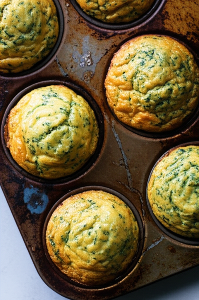 Spinach egg muffins served in a tray