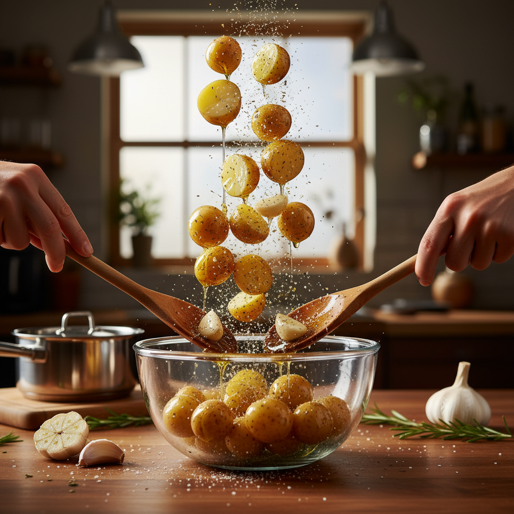 Sautéing garlic and onions for potato soup