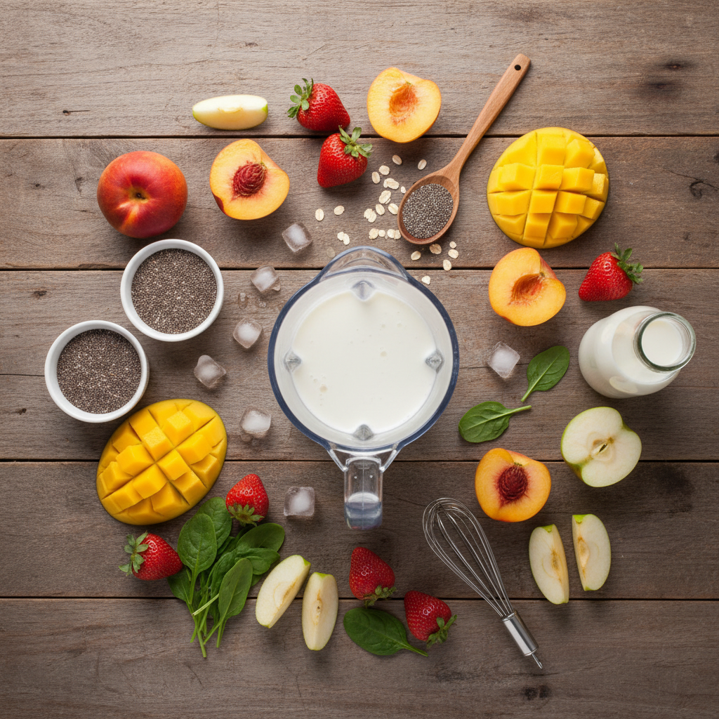 Various Dutch Bros smoothie ingredients