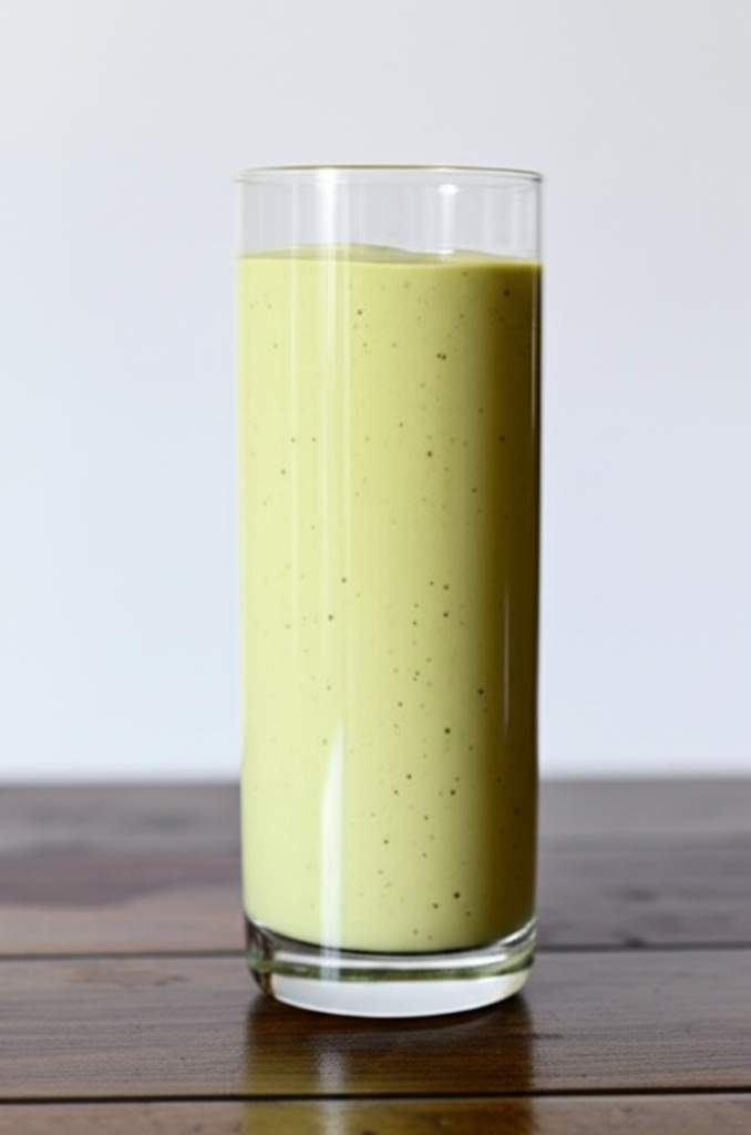 Delicious creamy chocolate coffee avocado smoothie in a glass