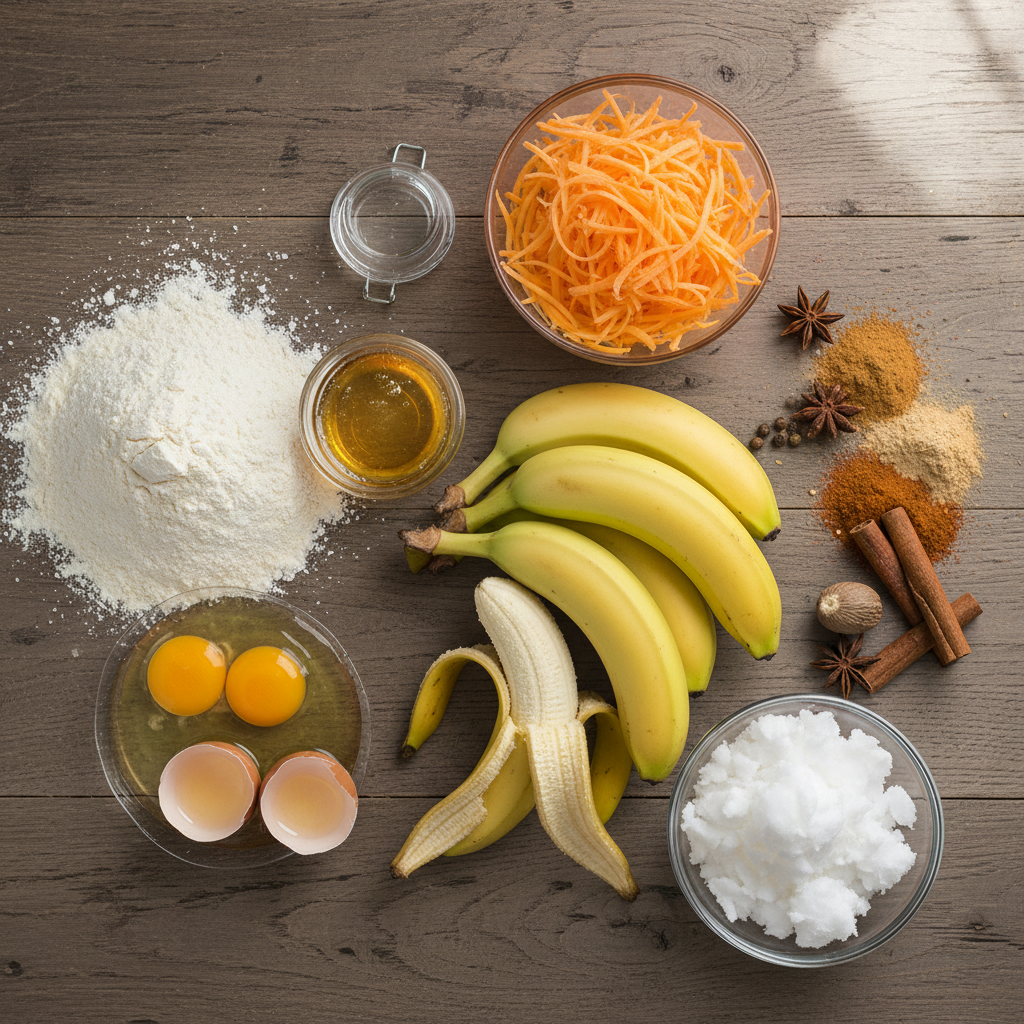 Ingredients for Almond Flour Carrot Cake Banana Bread