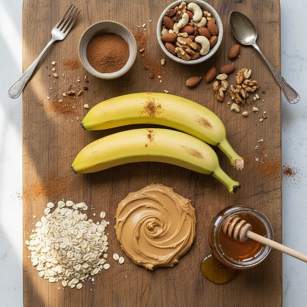 Ingredients for Banana Peanut Butter Oatmeal Bars