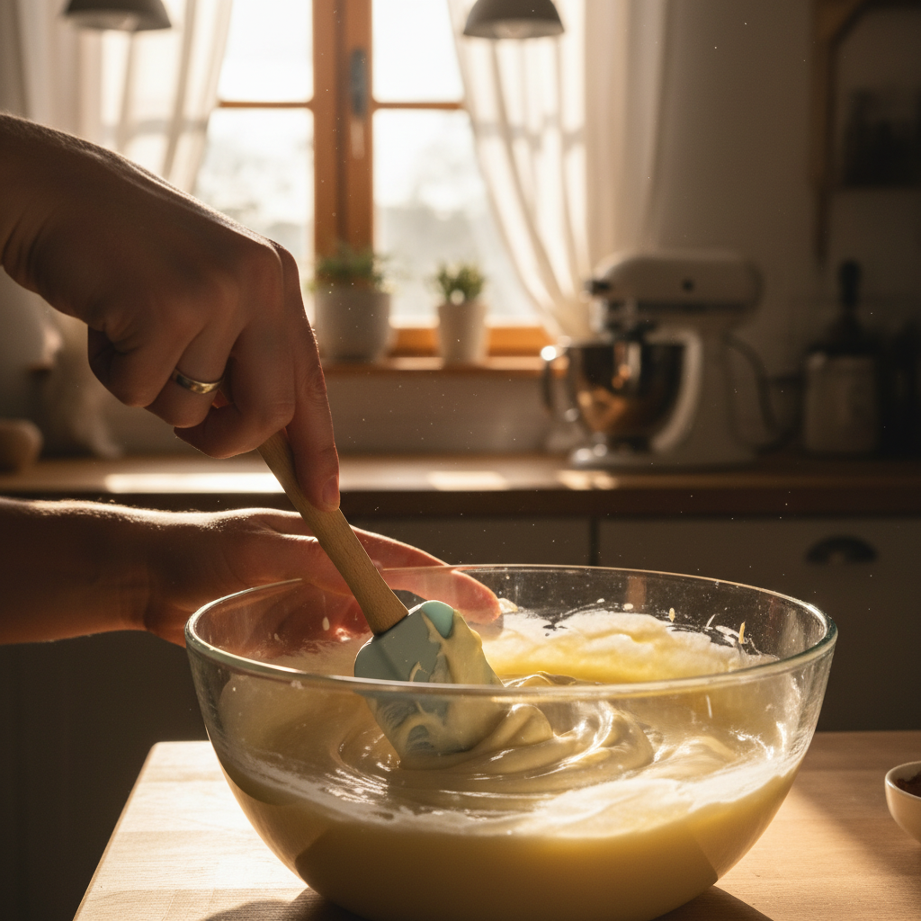 Whipping cream and mixing pudding