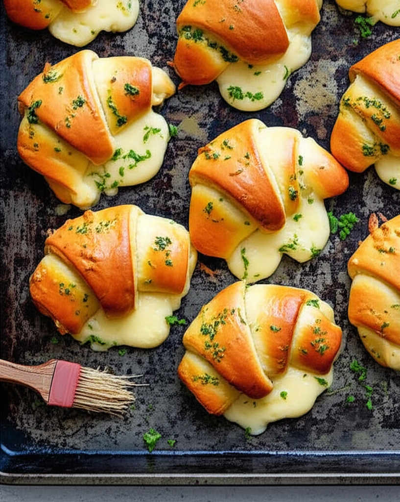 Cheesy Garlic Crescent Rolls on a plate