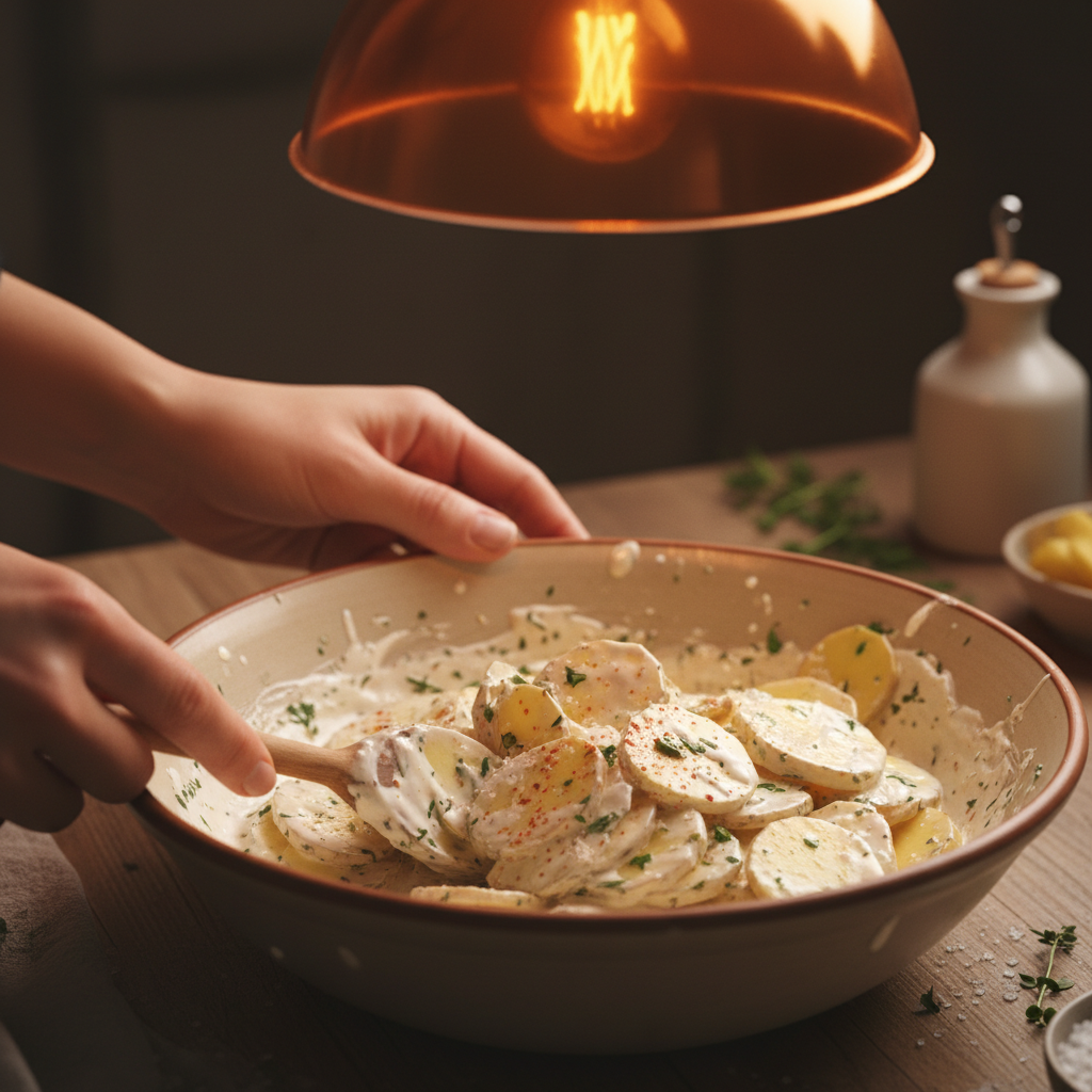 Thinly sliced potato rounds for gratin