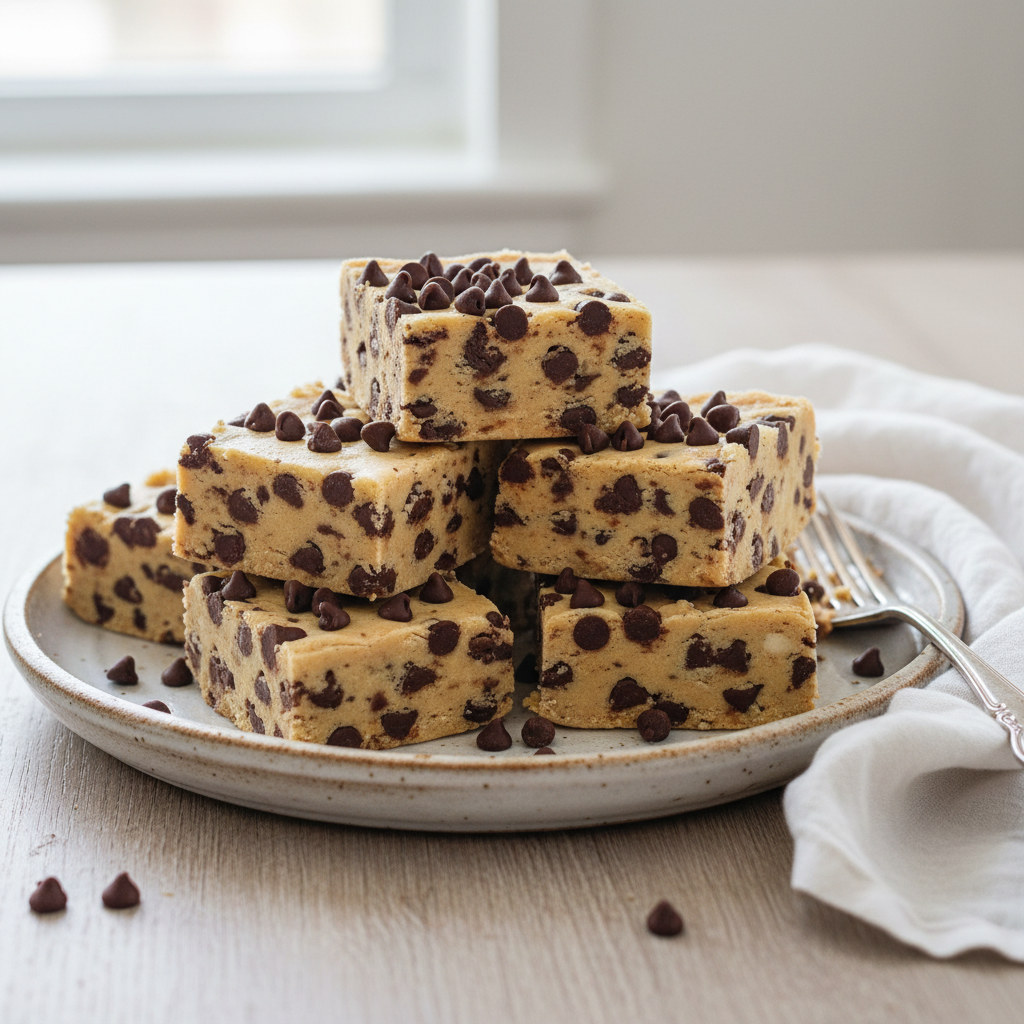 Chocolate chip cookie dough fudge before chilling