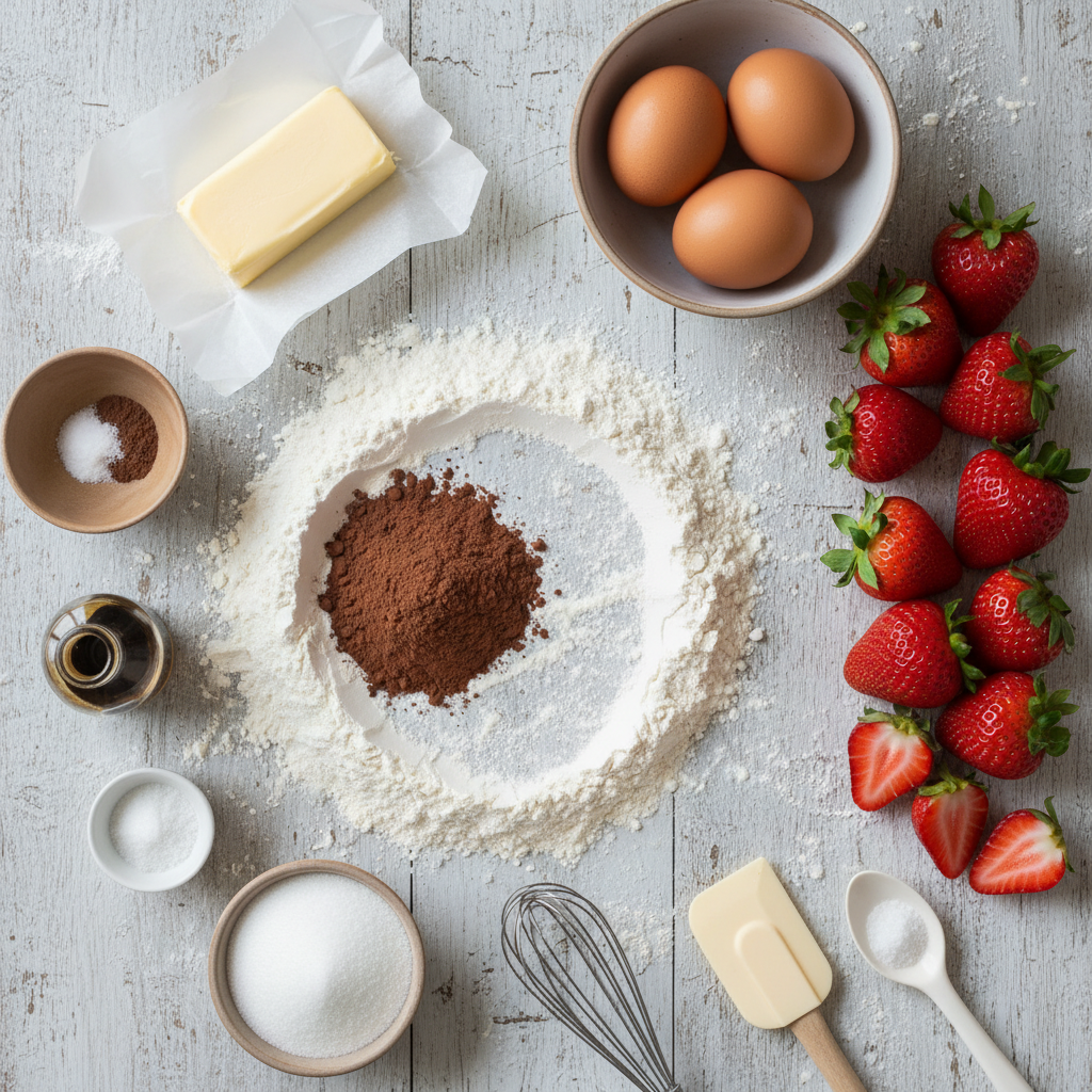 Ingredients for Chocolate Covered Strawberry Cupcakes