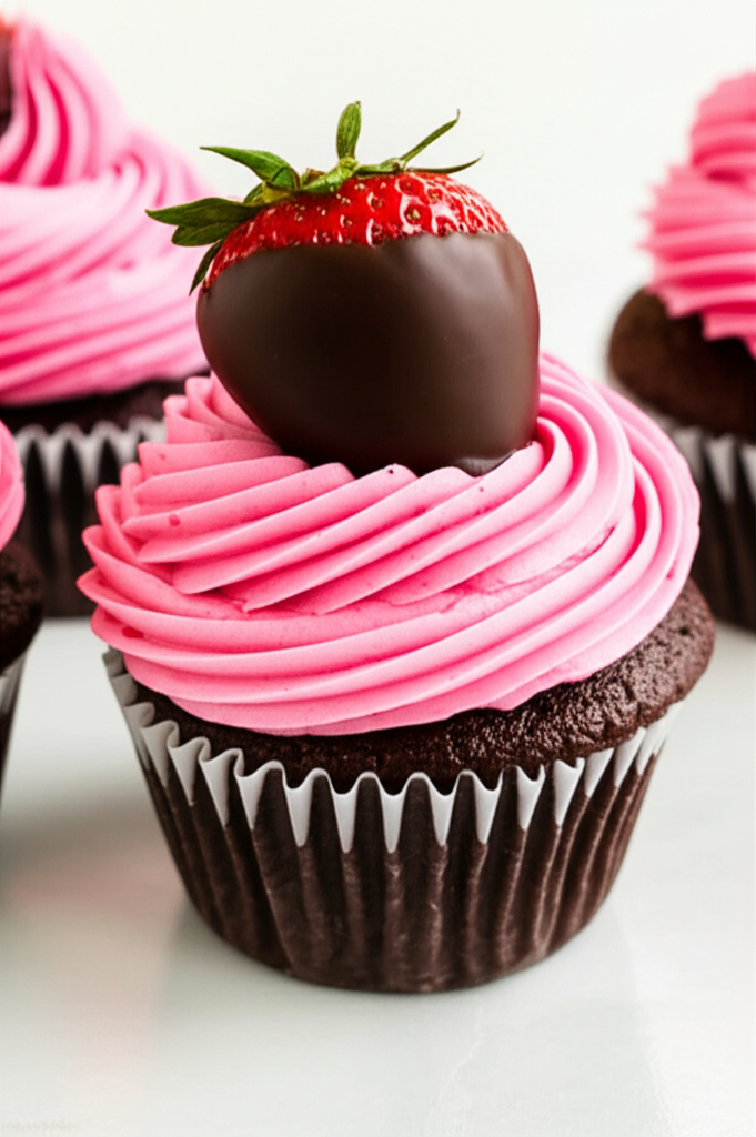 Chocolate Covered Strawberry Cupcakes