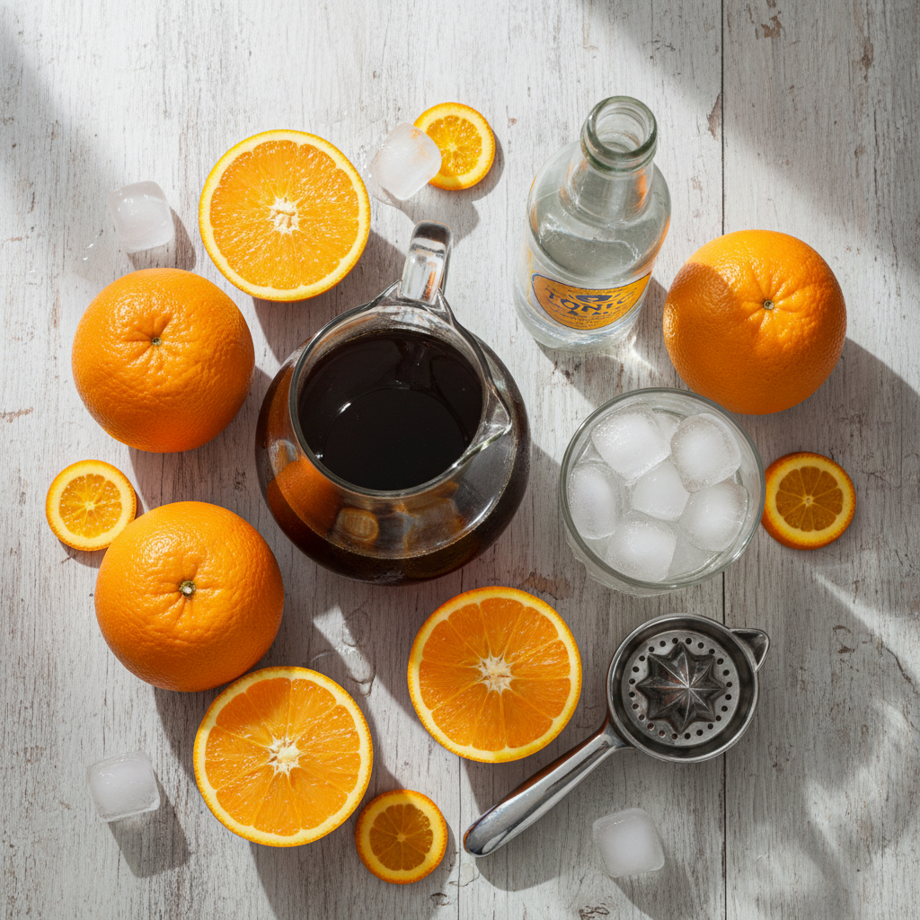 Ingredients for Cold Brew Orange Tonic