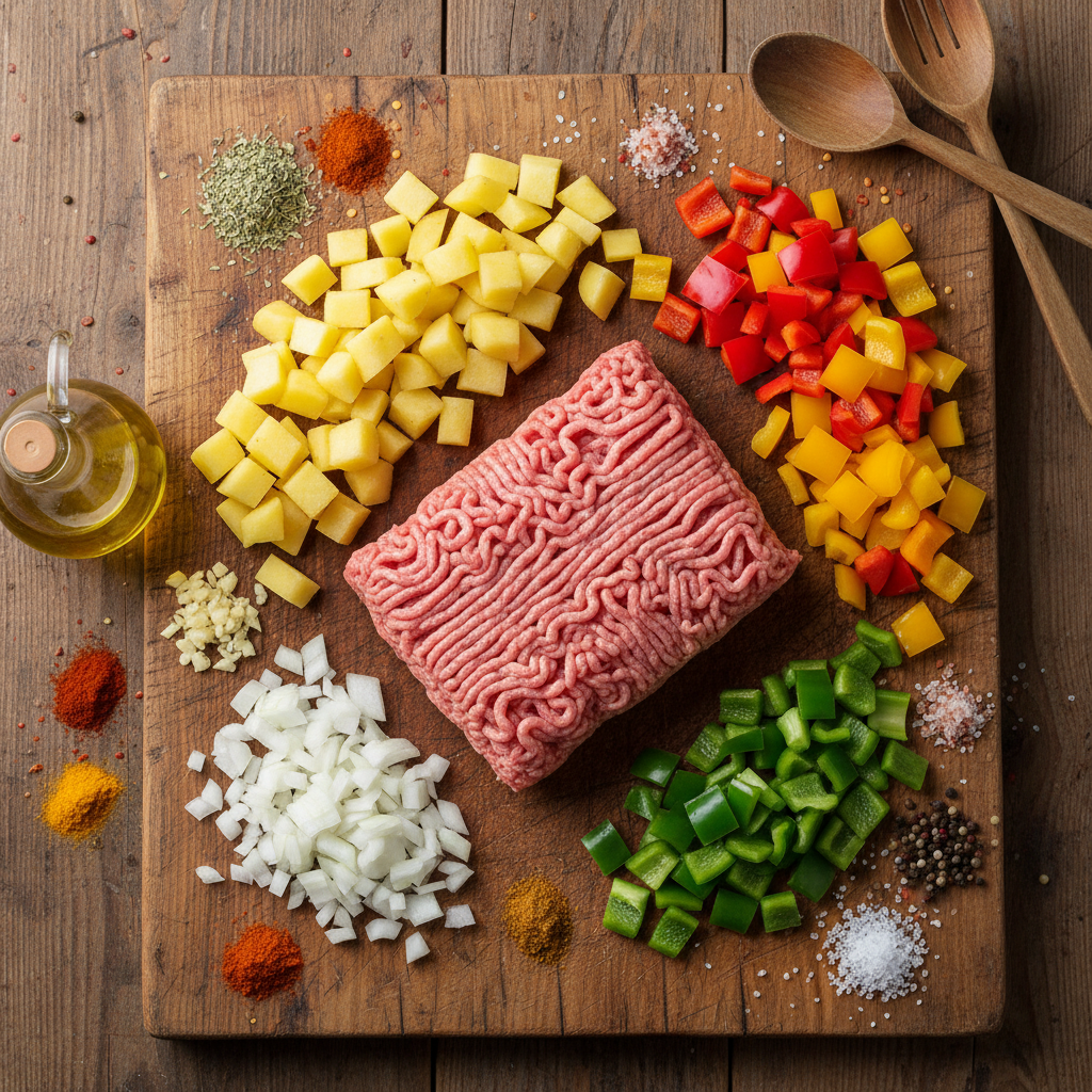 Ingredients for Easy Ground Turkey with Potatoes