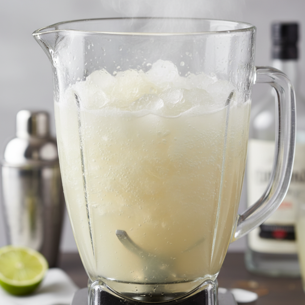 Blending ingredients for Frozen Lemon Daiquiri