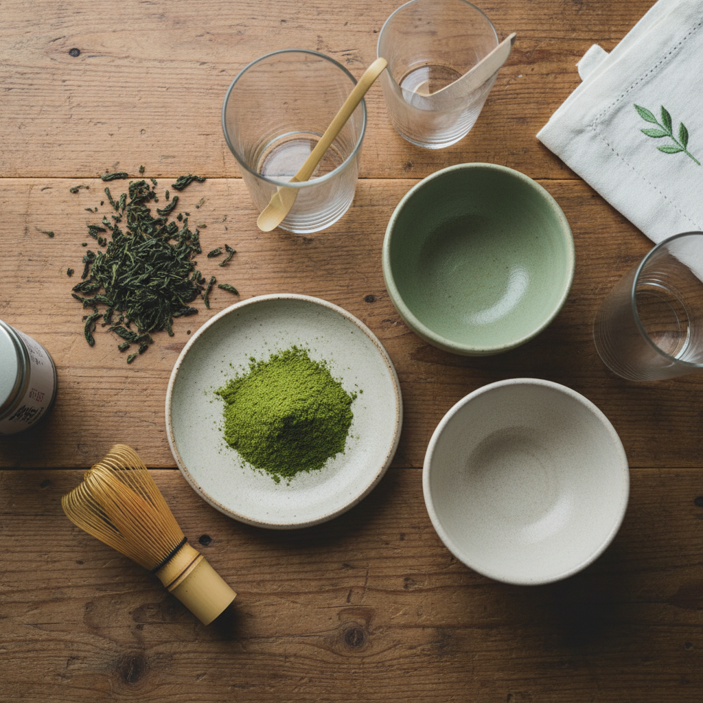 Matcha latte with frothy milk and green matcha powder