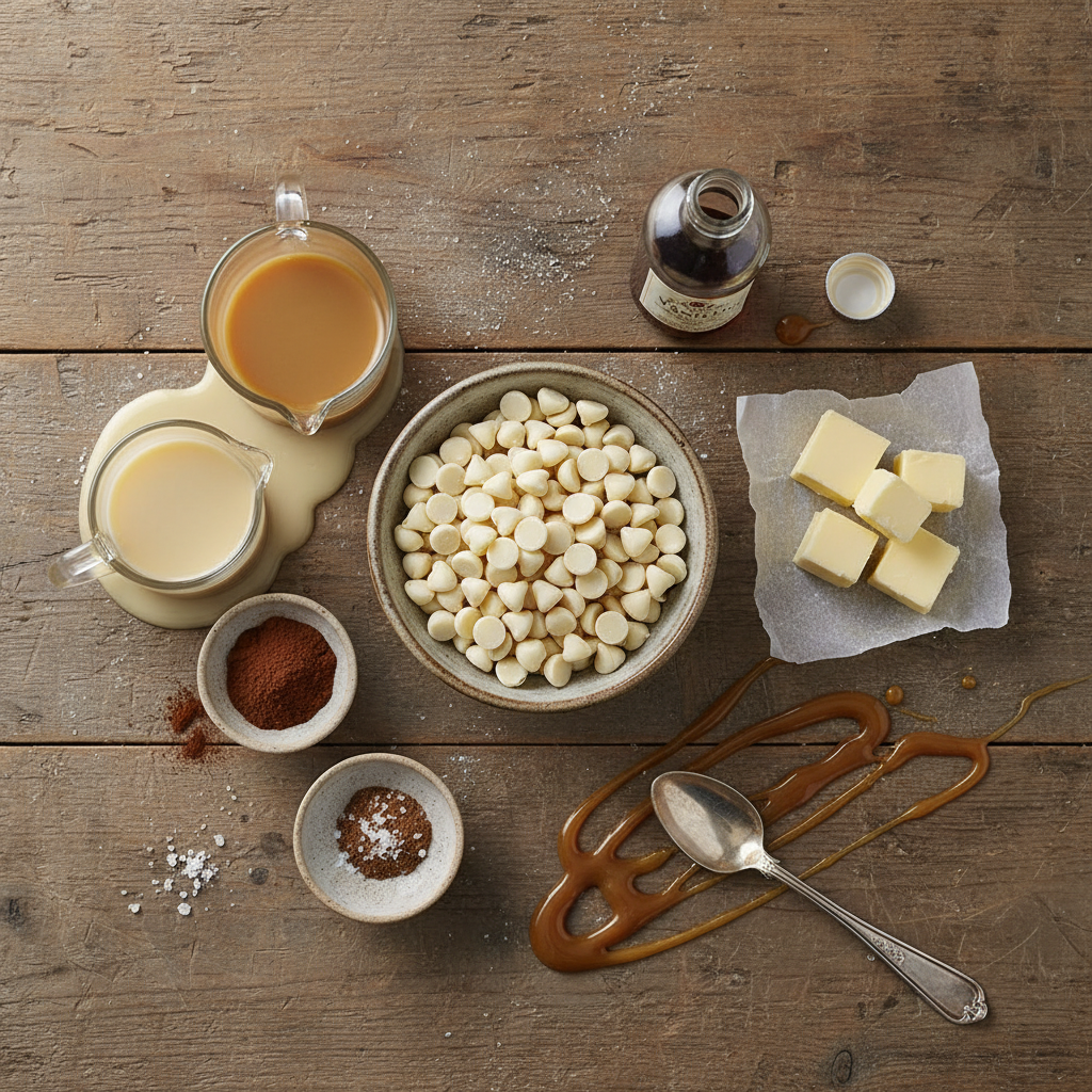 Ingredients for caramel coffee fudge