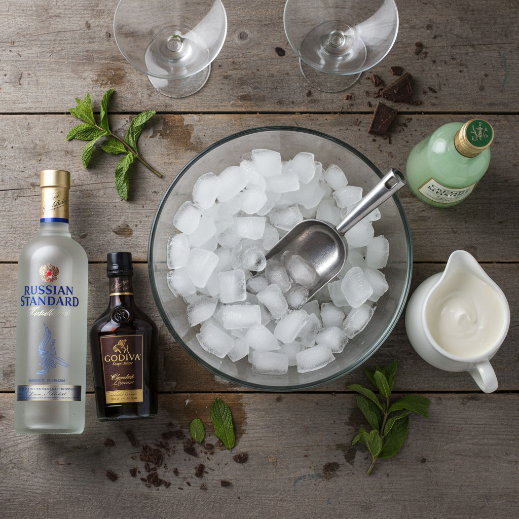 Ingredients for Chocolate Mint White Russian