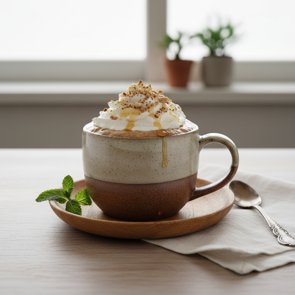 Finished cup of Hazelnut Honey Mocha ready to drink